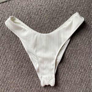Frankie’s Bikinis Katarina Plissé Cheeky Bikini Bottom - Optic White NWOT